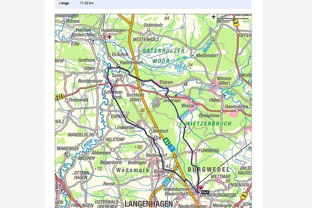 Leinemündung Route