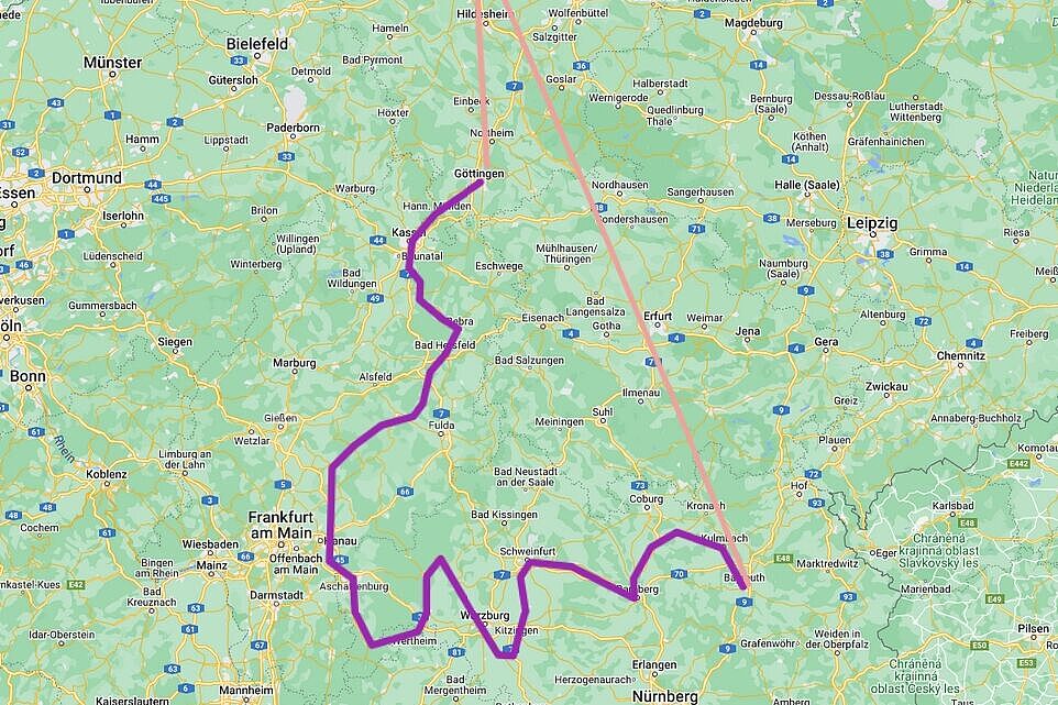 Main Fulda 2012 Route Google Maps