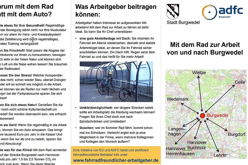Flyer "Mit dem Rad zur Arbeit"