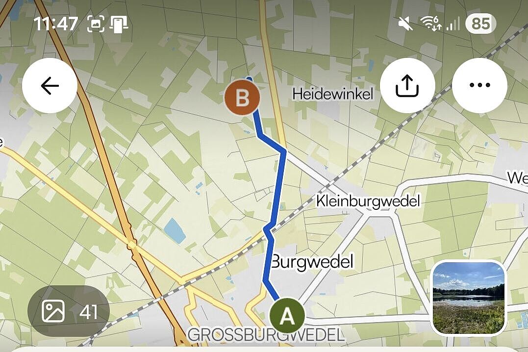 Tourenvorschlag von (A) nach (B)