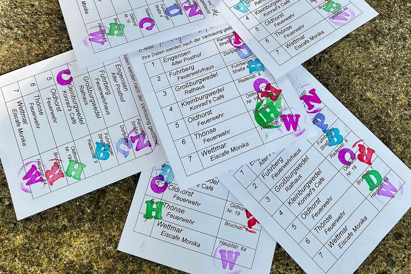 Gestempelte Stempelkarten alt