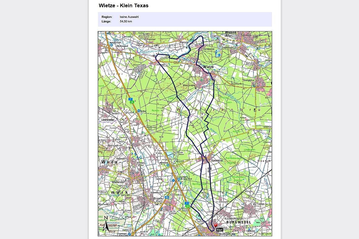 Wietze Klein-Texas 55 km Route