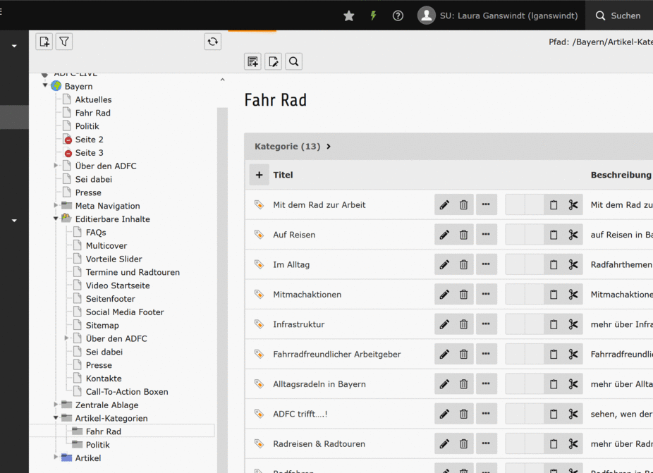 Kategorien bearbeiten - Anleitung ADFC Gliederungswebsites Kategorien bearbeiten - Anleitung ADFC Gliederungswebsites